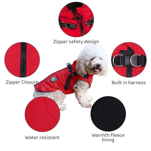 Norbi Dog Winter Jacket with Built-in Harness - Adjustable Warm Coats In Size M - Picture 2 of 8